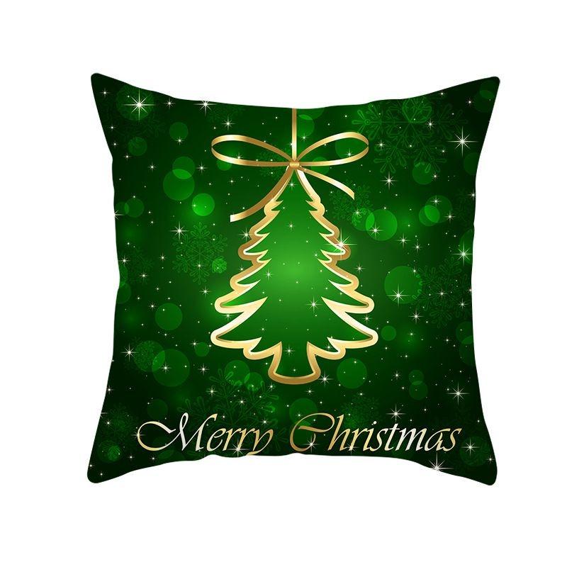 Merry Christmas Snowflake & Pine Branch Throw Pillow Cover, Festive Ornament Printed Cushion Case