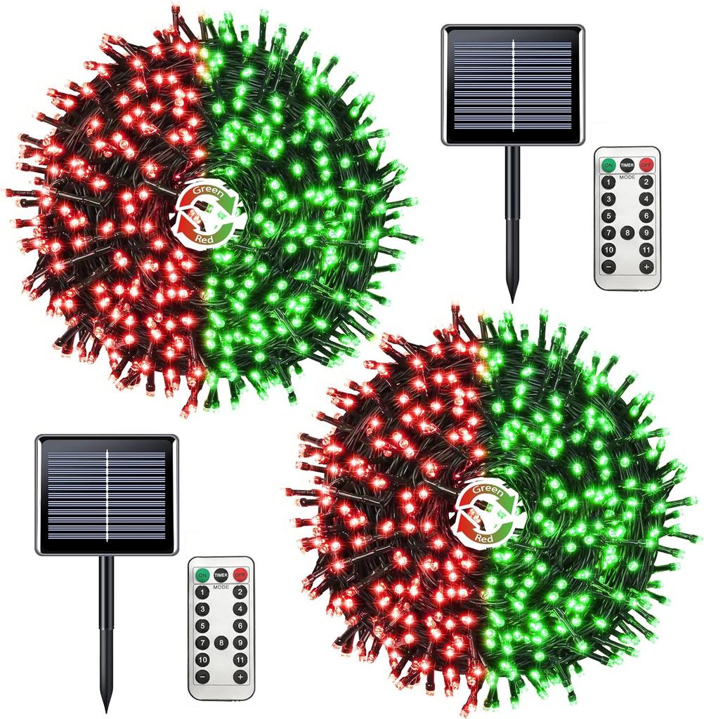 Outdoor Tree Garden Patio Christmas Wedding Decor Solar Powered Warm White LED String Lights IP65 Waterproof Auto On/Off 8 Modes