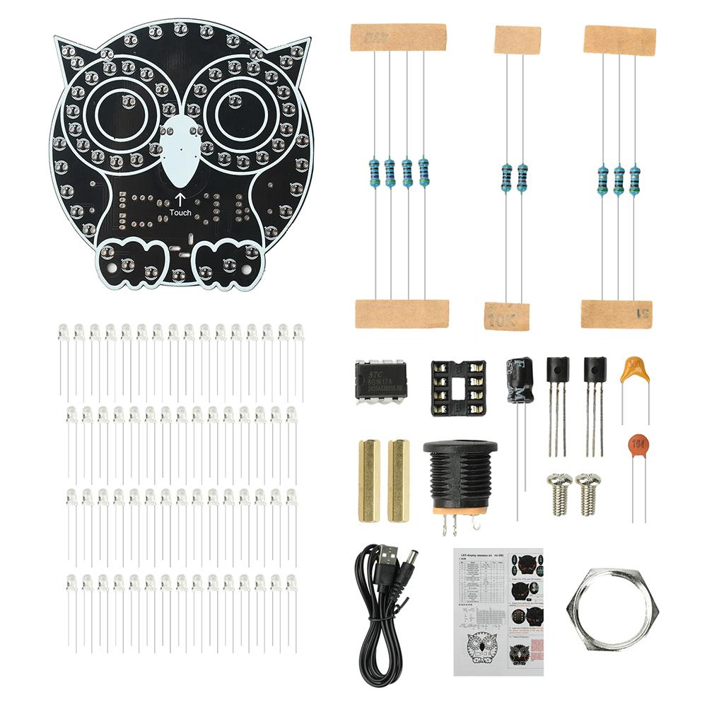DIY Soldering Learning Kit Touch Control Owl LED Light Electronic Practice for Beginners Education Kit DC 5V
