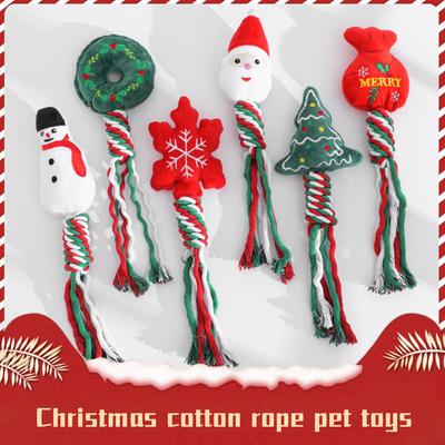 Weihnachten Haustier Baumwollseil Spielzeug Hund Interaktives Spielzeug Bissfestes Hundespielzeug Weihnachtsgeschenk Haustiere Spielzeug