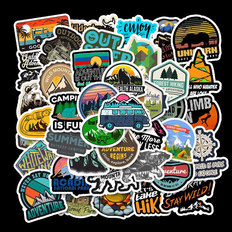 50 Outdoor Scenery Travel Case Trolley Case Car Skateboard Cartoon Travel Adventure Stickers Waterproof