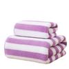Double-sided Microfiber Coral Fleece Adult Bath Towel with Striped Color Strips Quick-drying Soft and Absorbent for Home Use