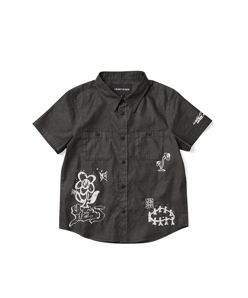 Yes Ic Y.E.S Doodle Half Shirt Black
