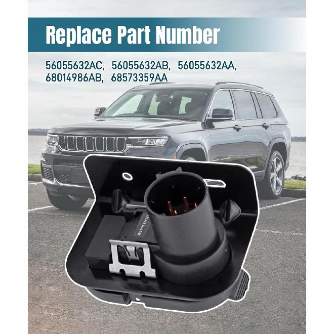 7-Way Trailer Wiring Connector Plug Fit For Dodge Durango 2011- Dodge Ram 1500 2500 3500 Jeep Grand Cherokee 2011- Replace 56055632AC 68014986AB