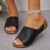 New Wedge Heel Slippers, Thick-soled, Cool and Simple Plus-size Women's Shoes