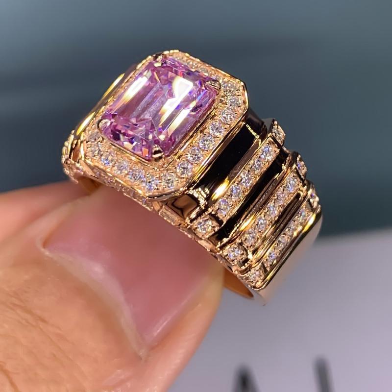 2022 Pink Cubic Zirconia Women's Ring Engagement Wedding Party Accessories Birthday Gift for Mom Luxury Jewelry