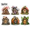 Garden Corner Fairy Lights Wooden Decoration, Tree Hollow Cottage Door with High-Definition Crafts Decoration UV Printing, Waterproof Acrylic Outdoor