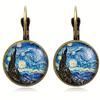 Pendientes de Cristal con Diseño de Noche Estrellada y Girasol Chapados en Oro Vintage Antiguo para Mujer Accesorios de Joyería Clásicos de Van Gogh