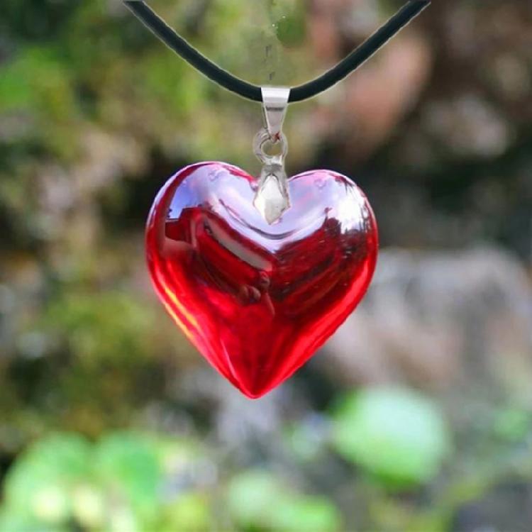 Crystal Glass Heart Necklace Fashion Pendant Necklace Colorful Jewelry Chrismas