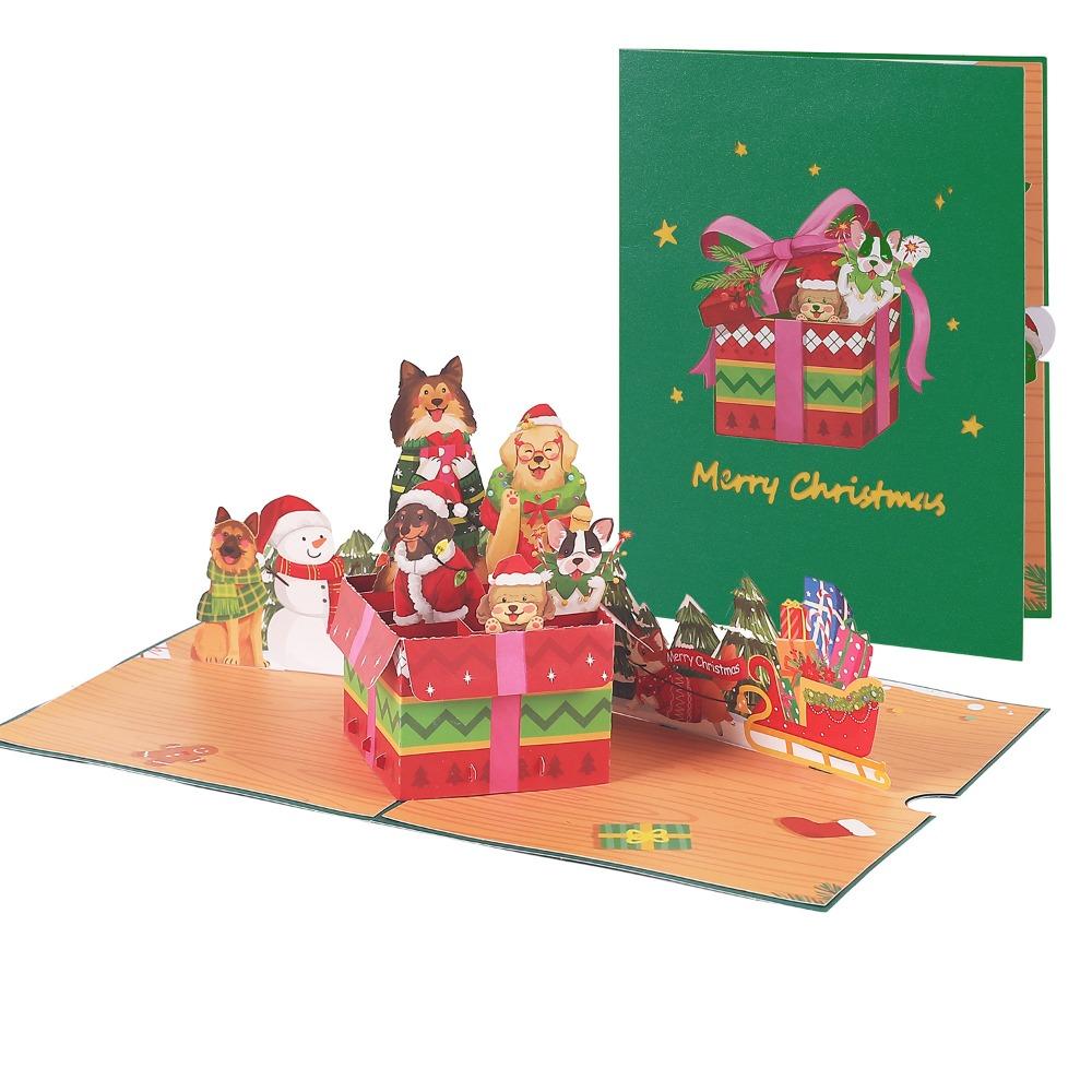 Hot Stamping Christmas Greeting Card Hollow Paper Carving Popup Card Holiday Greeting