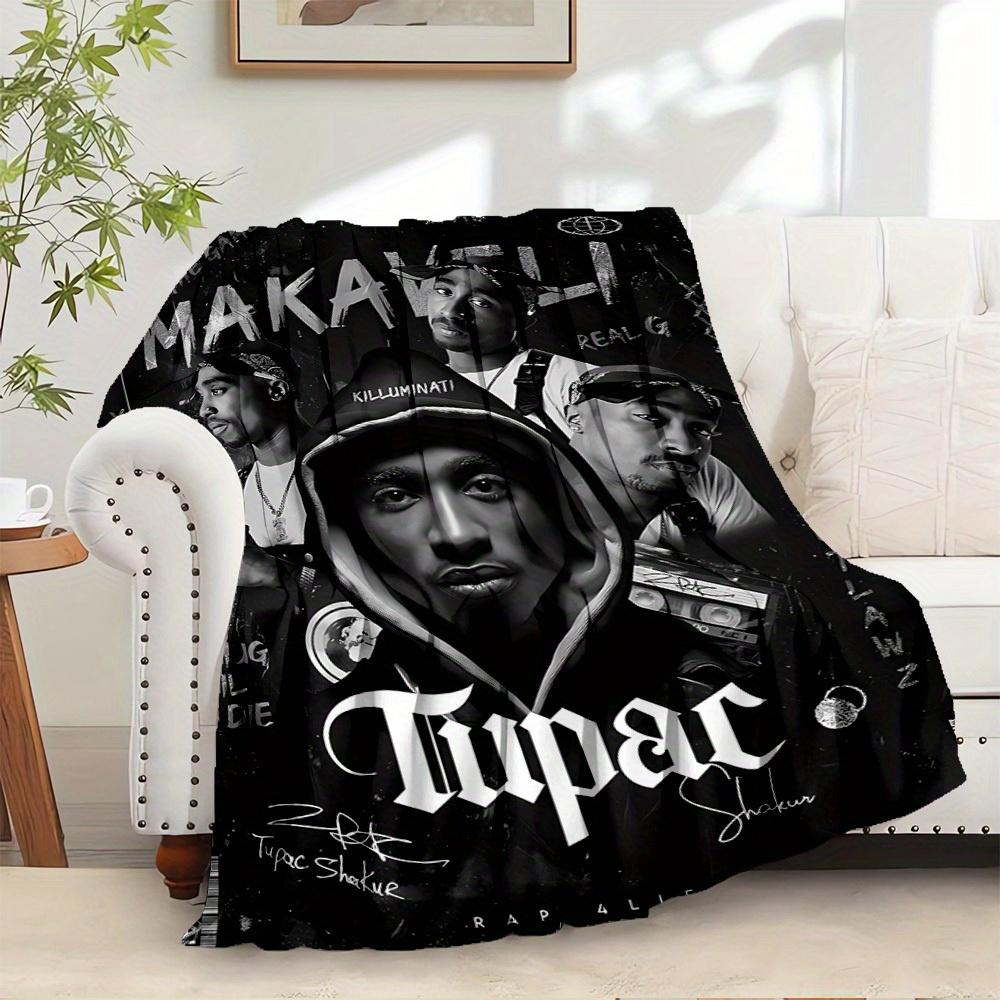 1pc Rap,Legend,Hip Hop Print Flannel Blanket Suitable for All Seasons, Perfect for Home, Travel, or Camping 48
