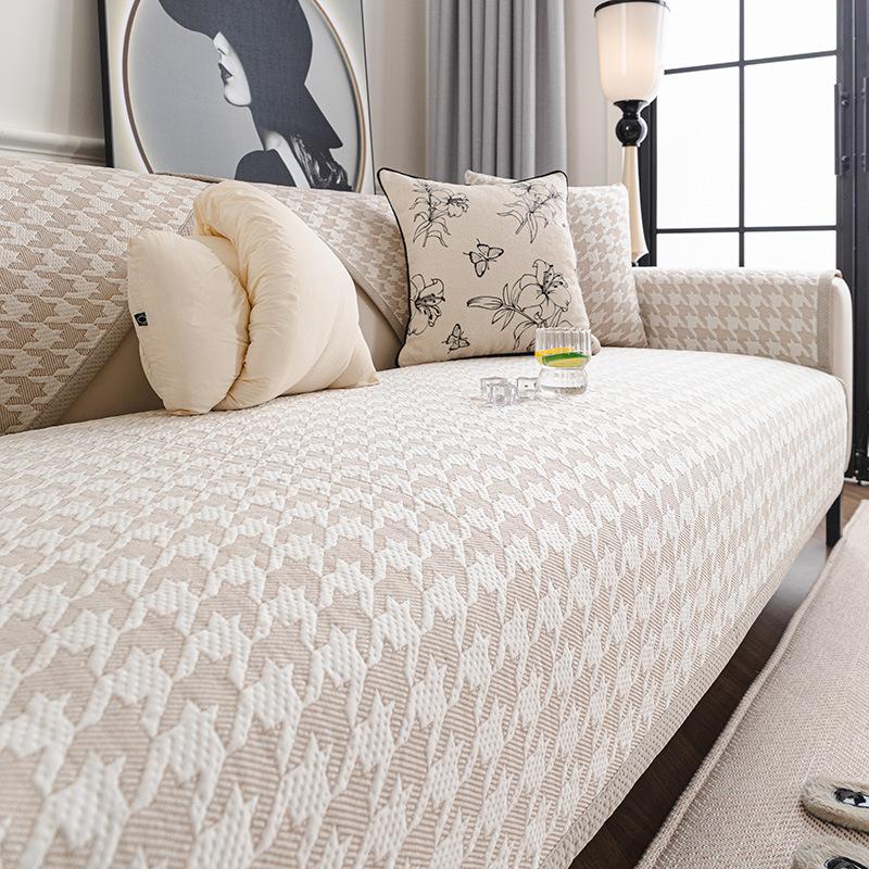 

Summer Ice Silk Sofa Cushion Cover Cloth Towel New Thousand Bird Grid Summer Mat Non-Slip Straight Row Sofa Seat Cushion Cover 70*70cm