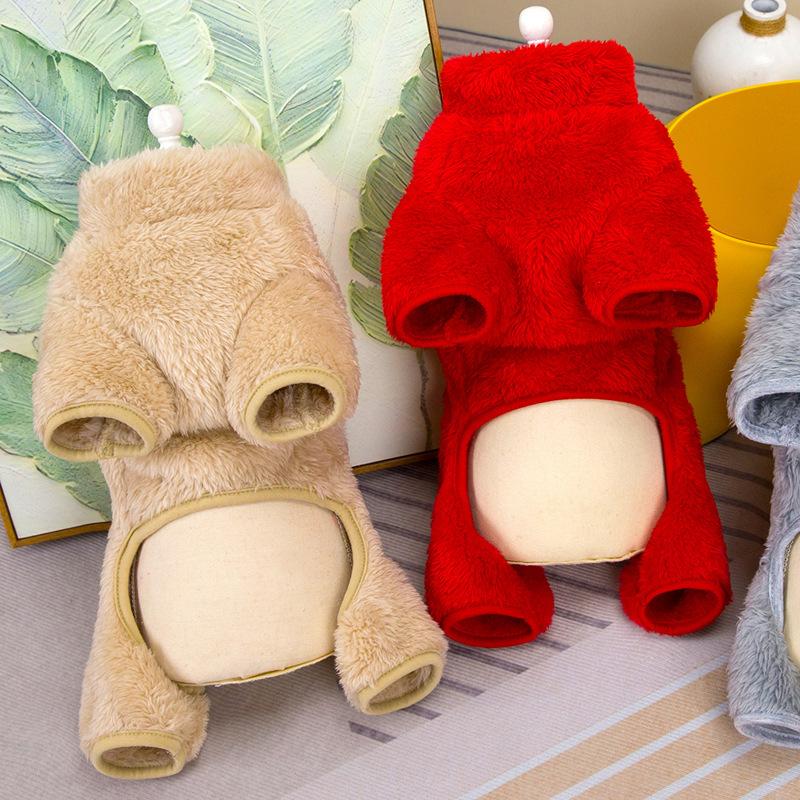 Pet Small Medium Dog Dog Clothes Autumn and Winter Warm Four-legged Flannel