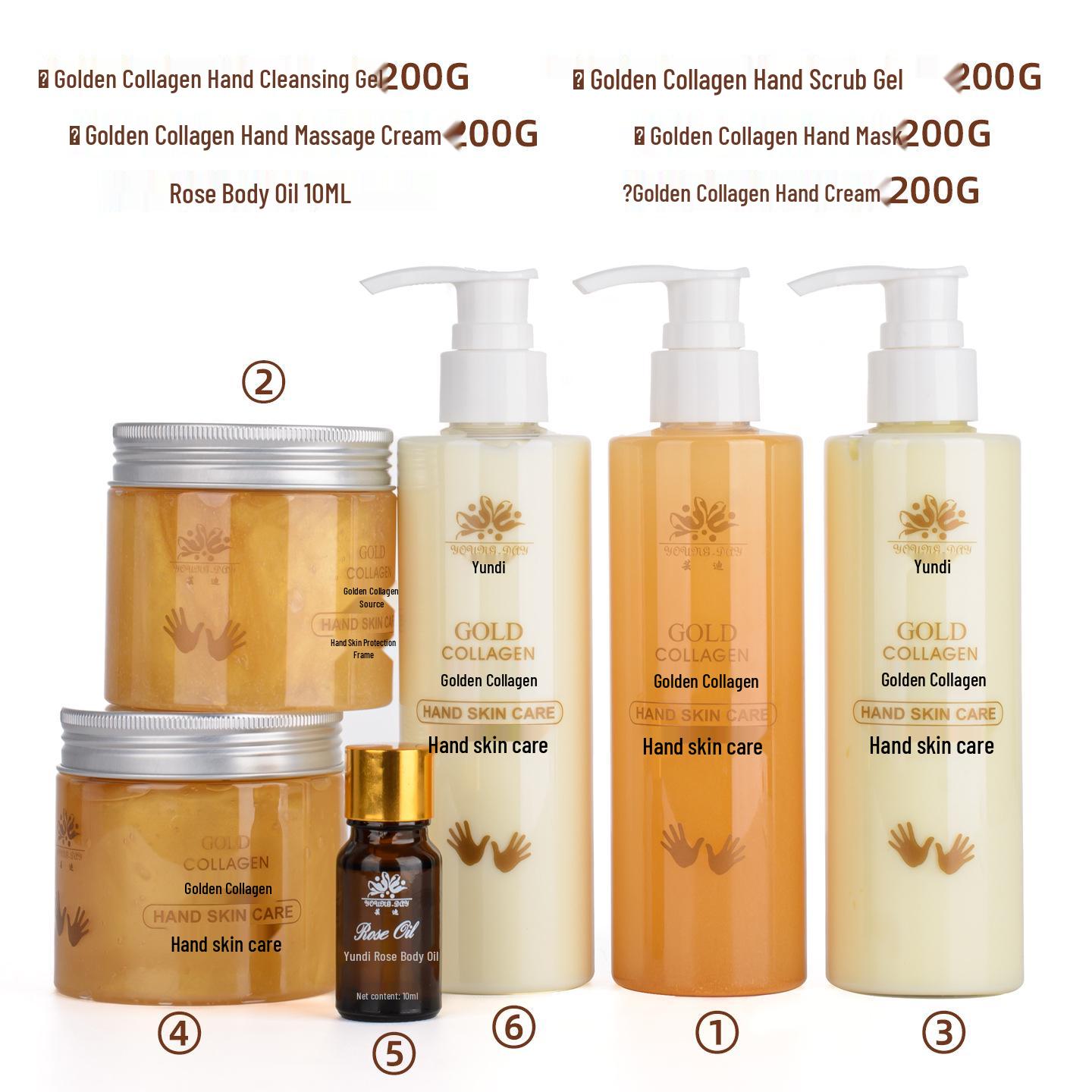 Yudi Seaweed Collagen Hand Care Set: Hand Cream, Mask, Scrub, Manicure Beauty