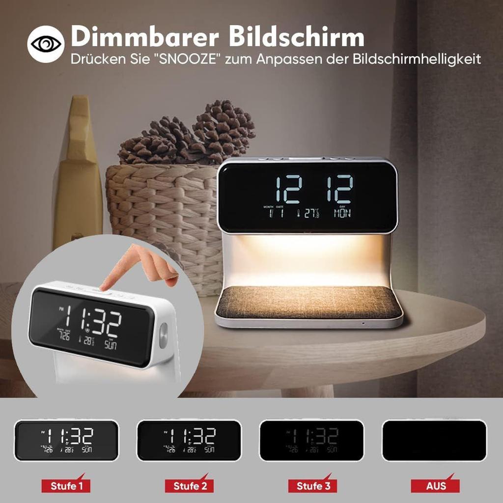 Creative 3v1 noční lampa Bezdrátové nabíjení LCD displej Budík Bezdrátová nabíječka telefonu Pro Iphone Bezdrátová nabíječka Stojan