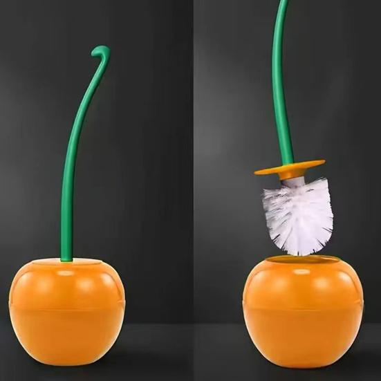 Yousheng Cherry Shape Toilet Brush with Holder Bowl Long Handle Design Comfortable Grip Household Bathroom Cleaning Tool Cleaner