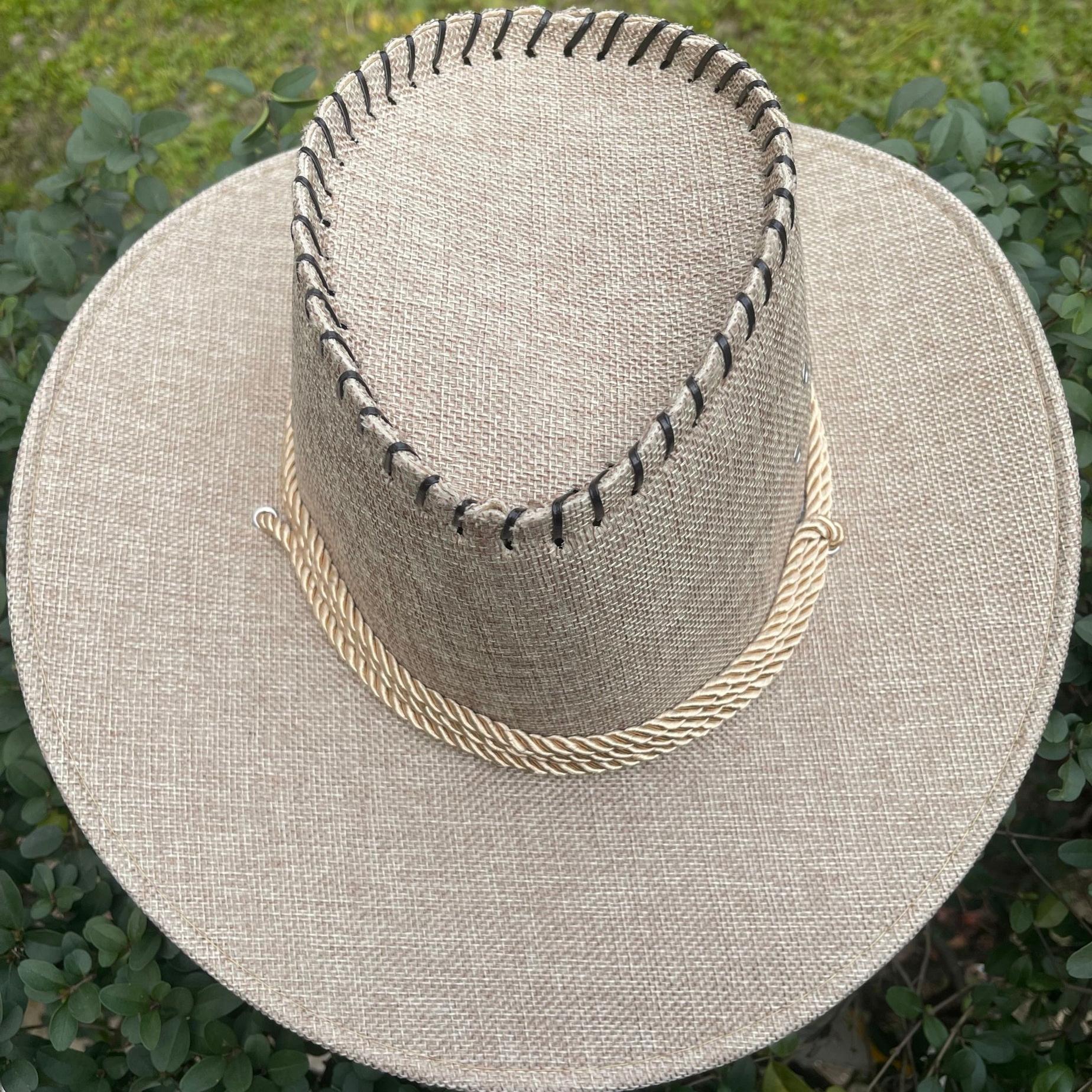 

Men s Three-Strand Rope Sun Hat Cowboy Hat Linen European and American Ethnic Style Hat Travel Beach Hat One size fits all хаки