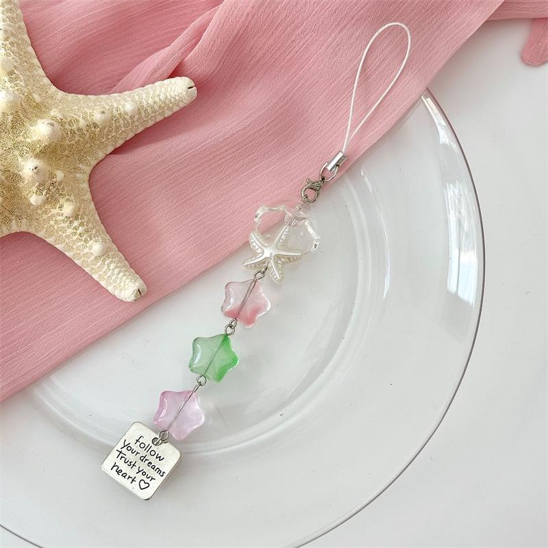

Cute Sweet Colorful Star Wind Chime Phone Lanyard Strap Keychain Pendants Anti Lost Phone Chain Bag Ornaments Phone Charm Gifts