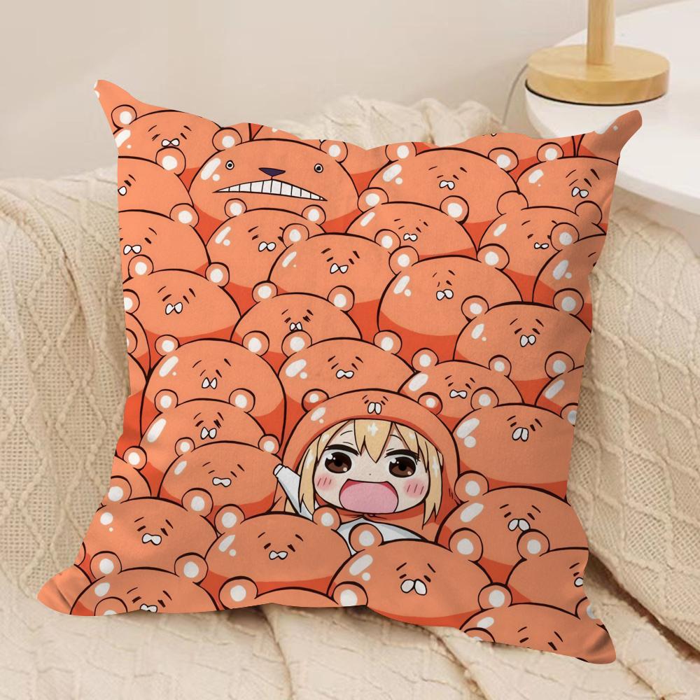 Umaru Doma Anime Cushion Cover Soft Plush Fabric Double-Sided Printed Sofa Cushion Cover for All Seasons Home Decor Gift