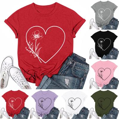 Women's Fashion Casual Printed Round Neck Short Sleeved T-Shirt Top T-Shirt Top Top