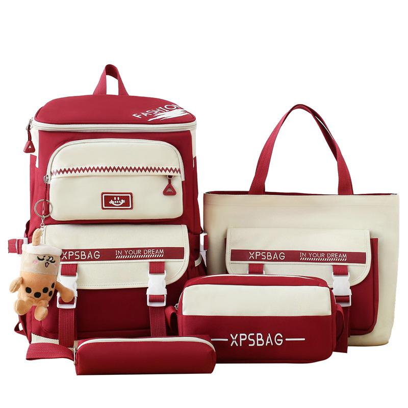 Schoolbag School Bag Large Capacity Fashion Primary School Students Multi-piece Backpack Fifth and Sixth Grade Large Capacity Backpack Portable