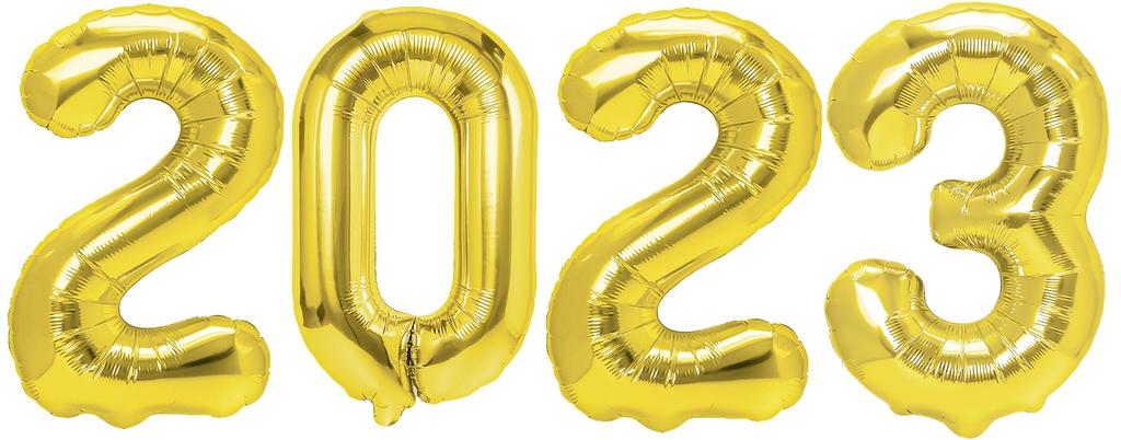 Set of Foil Balloons 2023 Gold 100