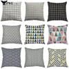 Linen Pillowcase Geometric Square Checked Black And White Triangular Stripe Home Decorative Cushion Cover