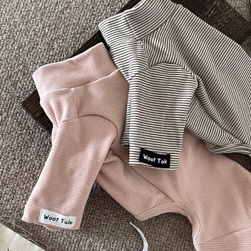 Neutral stil Husdjur Höst och Vinter Basplagg Liten Hund Teddybjörn Randig Jumpsuit med Fyra Ben Varm Bekväm Lätt Lyx Mjukt Husdjurskläder