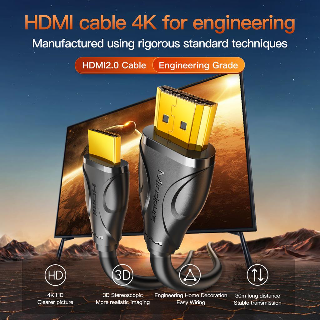 MINDPURE HD003 0.5m HDMI 2.0 4K HD Video Cable TV Monitor Connection Engineering Cable