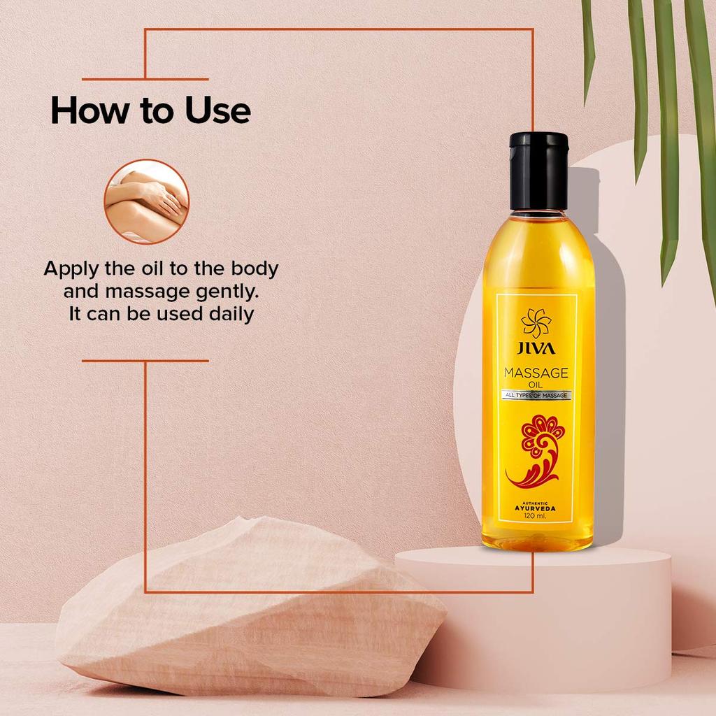Jiva Massagol Ayurvedic Massage Oil 120ml Pack Of 3 For Skin, Muscles, Circulation & Rejuvenation