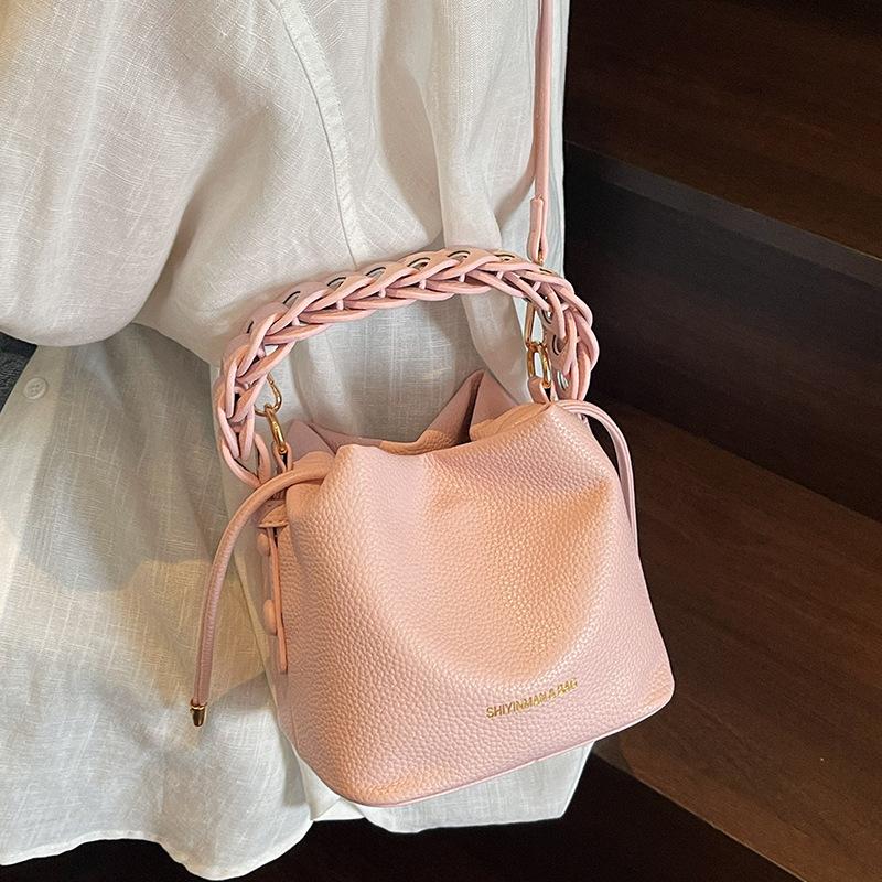 Fashion Korean Version Braided Rope Portable Bucket Bag 2025 Summer New Trendy and Versatile Single Shoulder Crossbody Hand Bag