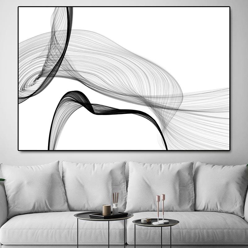 Abstract Black and White Line Painting on Canvas Everything and More Minimalist Posters Prints Modern Wall Art Living Room Decor