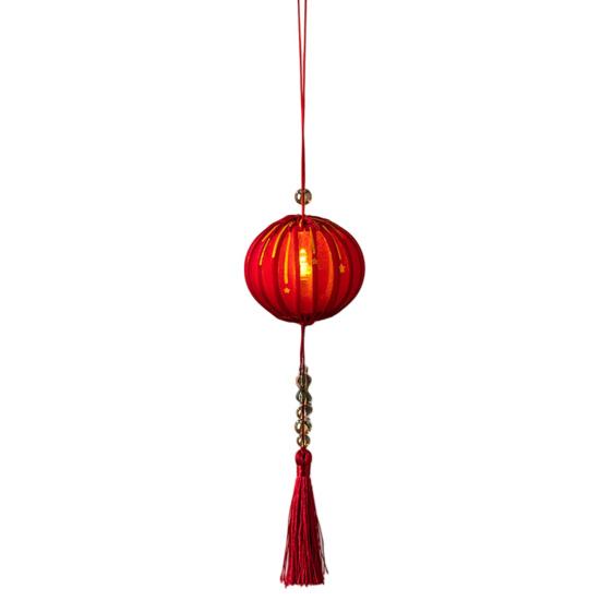 Warm Ambient Lighting Traditional Mini Chinese Lantern with LED Light, Handheld Middle Winter Melon Shaped Lamps Autumn Festival for Spring Festival,