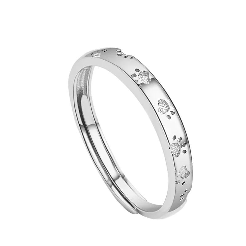 925 Sterling Silver Jewelry Cute Cat Paws Open Finger Rings for Women Wedding Party Jewelry For Girls Friend Gift