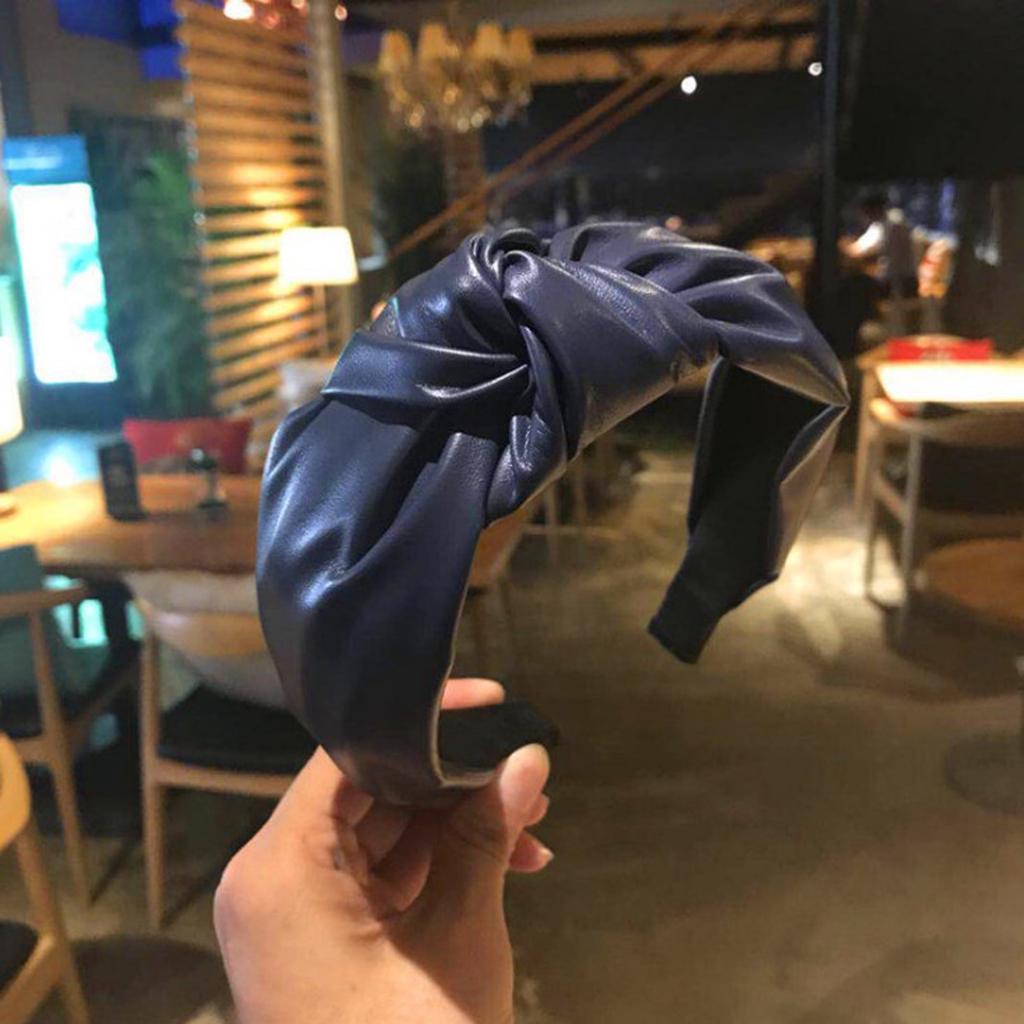 Nuovo Arrivo Fascia per Capelli da Donna Fascia Larga Laterale Pelle Sintetica PU Cerchio per Capelli per Adulti Turbante Accessori per Capelli