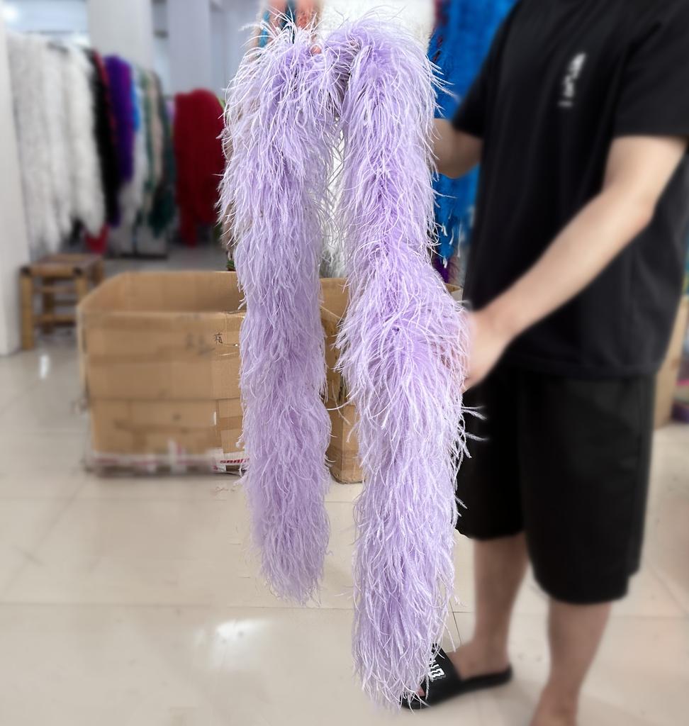 DIY 2M Blue Feathers Boa Ostrich Plumes Shawl 1/2/3/4/6Ply Wedding Drees Decoration Accessory Soft Fluffy Plume For Crafts White Boa