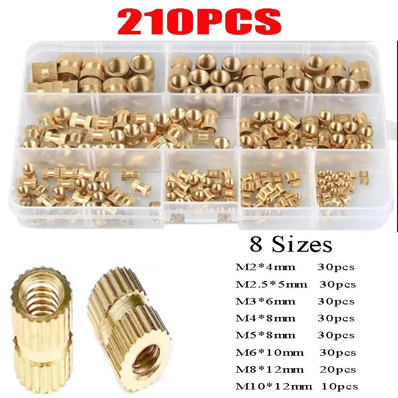 M2-M10 Knurled Brass Inserts Kit - Hot Melt Threaded Nuts for 3D Printing & DIY Embedment