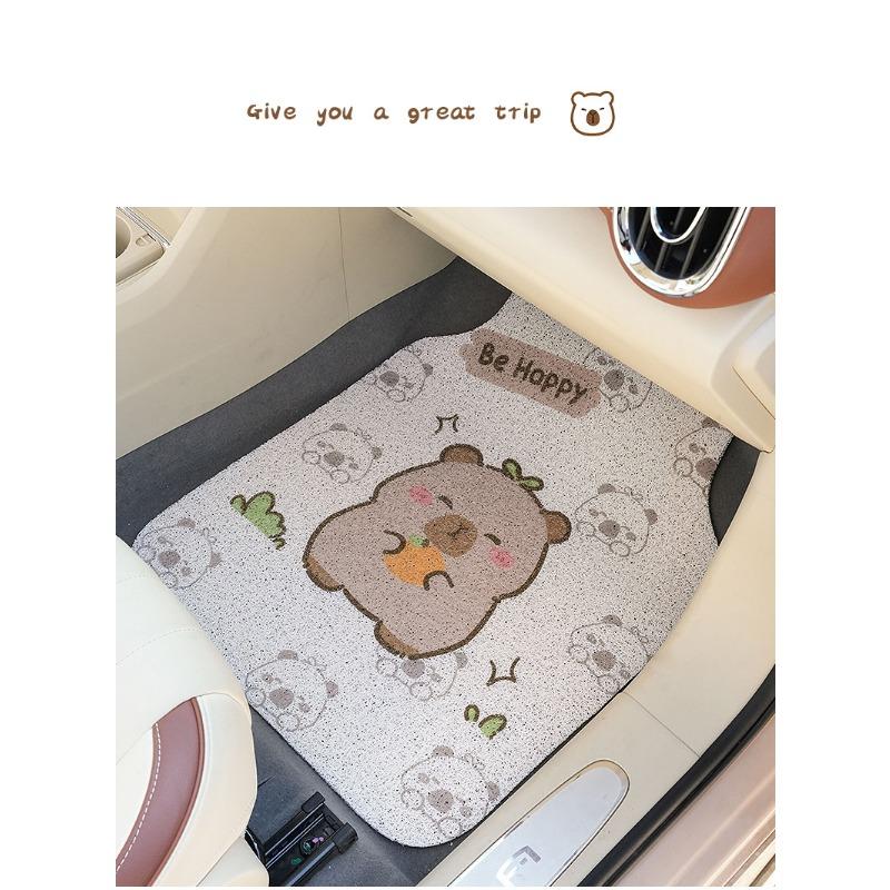 Cute Cartoon Capybara Non Slip Dirt Resistant Universal Car Silk Loop Floor Mats