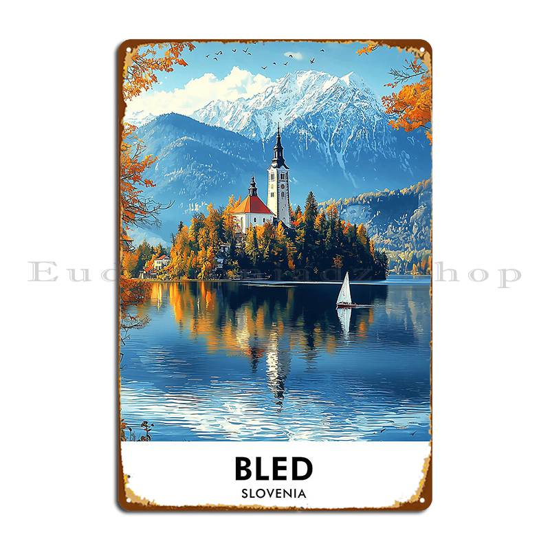 Bled Slovenia Retro Travel Print Metal Sign Classic Rusty Customize Iron Create Tin Sign Poster