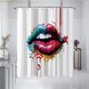 1pc Quirky Lip Print Waterproof Shower Curtain Shower Partition Bathroom Privacy Protection with 12 Hooks Easy To Install
