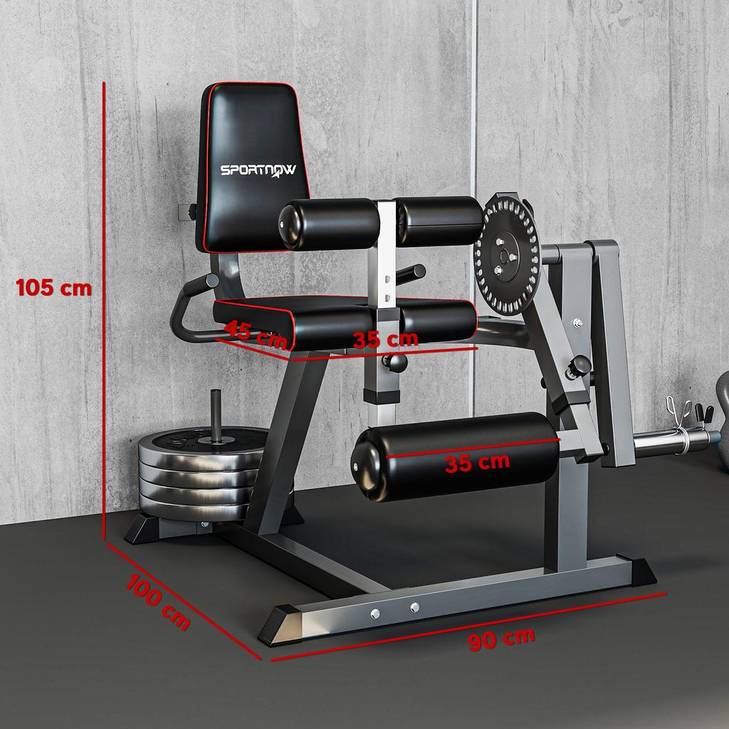 Sitzende Beinpresse und Beinstrecker, Verstellbare Beinhebermaschine und Curlmaschine mit Scheibenbeladung für Hüfte, Oberschenkel, Unterkörper-Training