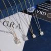 Super Shiny Princess Cut Moissanite Square Necklace, 1/1.5 Carat, Light Luxury Clavicle Chain, Elegant European & American Style Jewelry