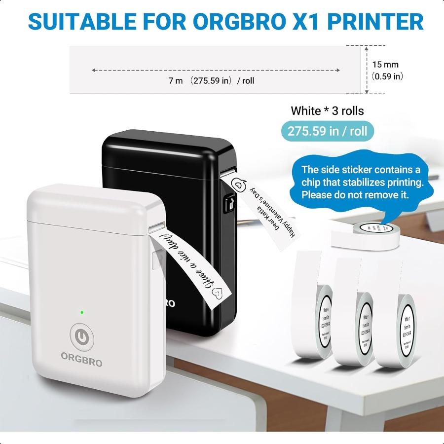 

X1 Лента для принтера этикеток Оригинальная термобумага для печати этикеток 0,59 ×275,6 15мм×7м Стандартная ламинированная лента для маркировки офиса Замена United States