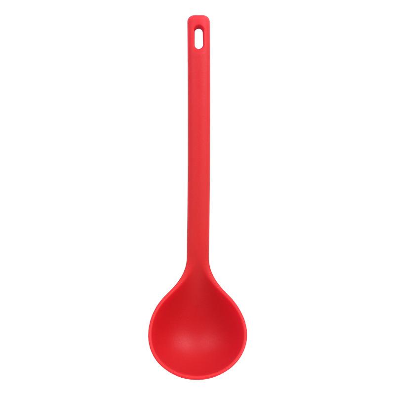 

Long Handle Solid Color Non-Stick Silicone Ladle Soup Spoon Heat Resistant Hot Pot Porridge Scoop Japanese Kitchen Utensils червоний