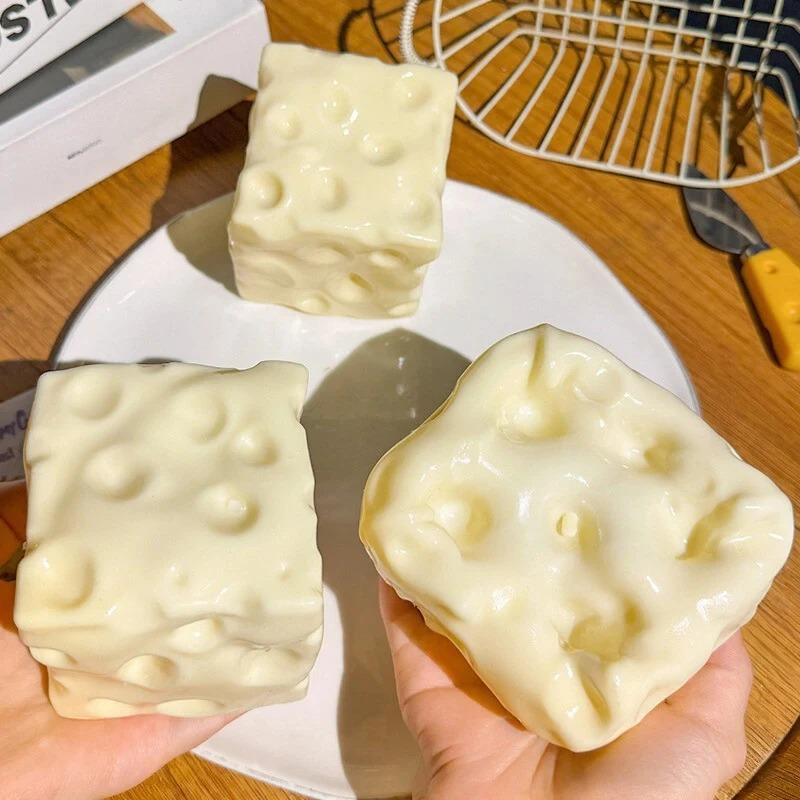 Caixa Surpresa Plástica Deformável Queijo Moldável Óleo de Coco Anti-Retorno Aperto Alívio de Estresse Brinquedo Fidget Bola Plástica Descompressão