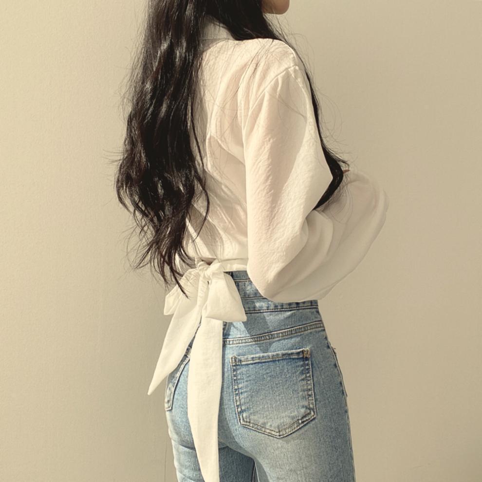 Koreanischer schicker Frühling Fliege Crop Top für Damen