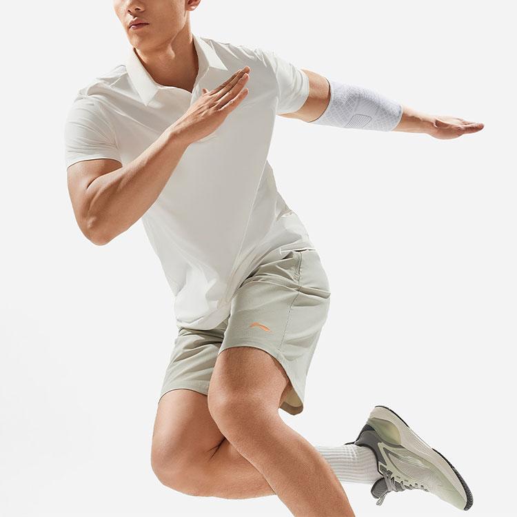Li Ning Fitness Series Solid Color Comfortable Versatile Breathable Casual Sports Polo Shirt Men tops Off-White APLU003-5