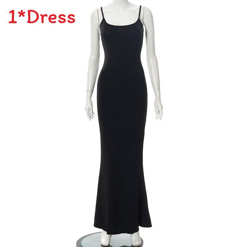 Solid Color Slim Fit Dress With Backless Design For Casual Wear