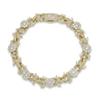 Luxuriöses Iced Out 5A Zirkon Messing Blumengirlande Blume Armband Kastenverschluss 18K Vergoldet Exquisiter Hip Hop Schmuck für Damen Herren