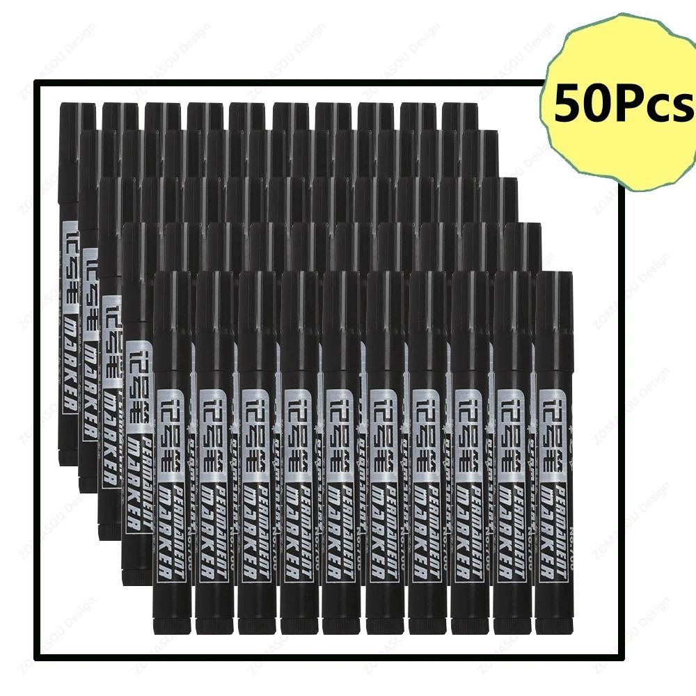 1-50Pcs Waterproof Oil-based Marker Pen Quick Dry Black Blue Red Ink Permanent for Metal Glass Stationery Art School Supply